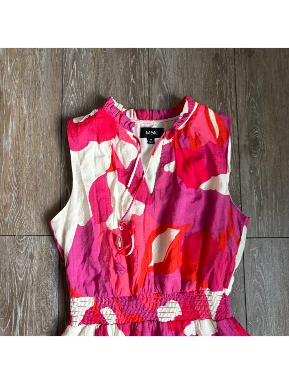 MSK Pink Abstract Tiered Maxi Dress M - Picture 5 of 6